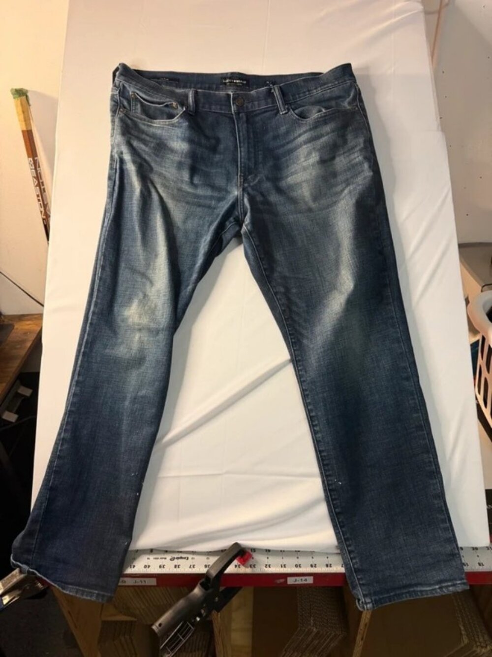 Mens Lucky Brand 121 Slim Jeans 38x30 Medium Blue Denim